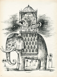 Raymond Peynet 1965 Elephant, 2 pages