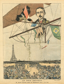 Alberto Santos-Dumont 1901 "Le Prix Deutsch" Bianco, Eiffel Tower, Airplane