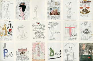 Saul Steinberg 1947 French Notebook, 3 pages