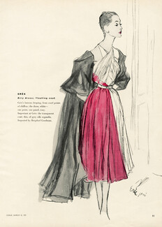 Grès 1951 Draping dress, transparent coat, Eric (Carl Erickson)
