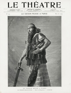 Fedor Chaliapine 1909 "La Saison Russe à Paris" "Holopherne" Theatre Costume, Text Louis Schneider, 2 pages