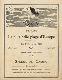 La Baule (City) 1925 "La plus belle Plage d'Europe" Mermaid