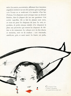 Suzanne Talbot (Millinery) 1949 Les pointes se chevauchent sur ce grand Chapeau en velours noir, Tom Keogh, P4