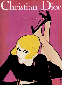 Christian Dior (Lingerie) 1967 Stockings Hosiery, Tights, René Gruau