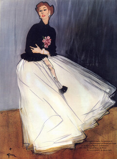 Hubert de Givenchy 1952 Evening Gown, René Gruau