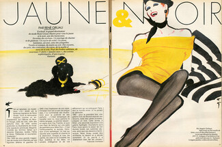 Jaune & Noir, 1983 - René Gruau Angelo Tarlazzi, Popy Moreni, Yves Saint Laurent, Karl Lagerfeld, 4 pages