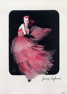 Jeanne Lafaurie 1945 Evening Gown, René Gruau