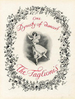 The Taglionis - One Dynasty of dancers, 1945 - Marie Taglioni, Paul Taglioni Ballet Dancers, Alexandre Serebriakoff, Texte par Pierre Tugal, 8 pages