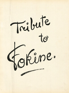 Tribute to Fokine, 1945 - Artist's Career, Russian Ballet, Les Sylphides, Schéhérazade, Cod d'Or, Vaslav Nijinsky, Tamara Karsavina, Text by Cyril W. Beaumont, 15 pages