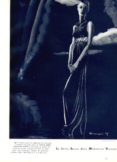Madeleine Vionnet 1937 Corsage drapé, ceinture de pierreries, Evening Gown, Pierre Mourgue