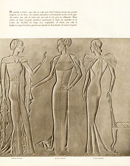 Marcel Rochas, Jeanne Lanvin, Lucien Lelong 1933 "Les Bas-Reliefs de la Mode", Evening Gown