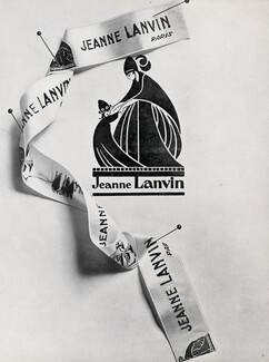 Jeanne Lanvin 1950 Ribbon brand label, Paul Iribe