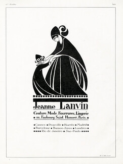Jeanne Lanvin (Couture) 1924 Label avec Adresses, Paul Iribe