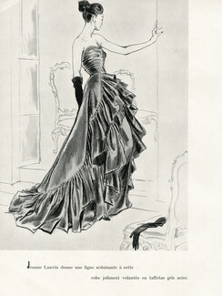 Jeanne Lanvin 1948 Strapless Dress, Evening Gown, Taffetas gris acier, Tod Draz
