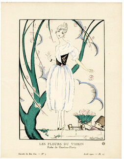 Les Fleurs du Voisin, 1920 - Robert Bonfils, Robe de Garden-Party. La Gazette du Bon Ton, n°3 — Planche 17