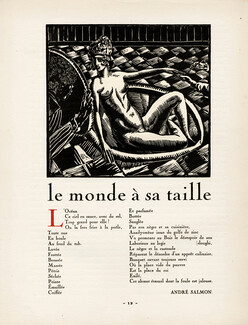 Le monde à sa taille, 1920 - A. Carrera Bois Original, Texte par André Salmon
