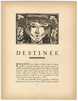 Destinée, 1920 - Raoul Dufy Bois Originaux, Text by Comtesse de Noailles, 4 pages