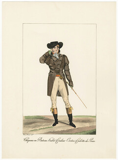 Horace Vernet 1810-1818 Incroyables et Merveilleuses, 19th Century Costume, Fashion Plate (man), Dandy, Reprint, Editions Rombaldi 1957
