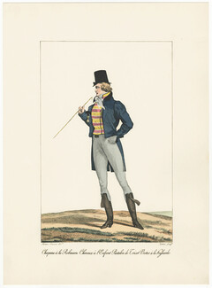 Horace Vernet 1810-1818 Incroyables et Merveilleuses, 19th Century Costume, Fashion Plate (Man), Dandy. Reprint, Editions Rombaldi 1957