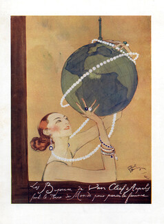 Van Cleef & Arpels 1923 J.G Domergue, Art Deco, Pearls