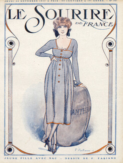 Fabien Fabiano 1917 "Sac d'Anthracite" Girl, Anthracite Color Dress