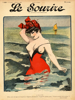 Dam 1907 Sexy Bathing beauty Topless