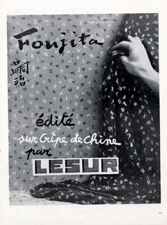 Lesur (Fabric) 1928 Foujita édité sur Crèpe de Chine, Textile Design