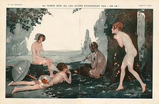 Léonnec 1917 Nude Faun Mythology Sexy Looking Girl