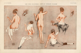 Léonnec 1917 Sexy looking girl, nude, topless