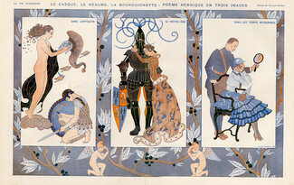 George Barbier 1916 Medieval Costumes, Nude, Armour, Military, Soldier