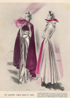 Bruyère 1937 Evening Cape, Demachy Fashion Illustration