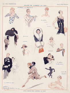 Henry Fournier 1928 ''Elles se parent le cou'' Elegant Parisiennes