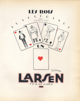 Larsen (Men's Clothing) 1928 Playing Cards, Original Lithograph Pan Paul Poiret, Jean-Camille Bellaigue