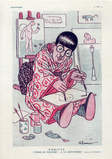 Barrere 1927 Tsugouhoru Foujita Caricature, Text Bing
