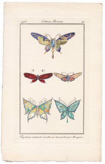 Morgan (Jewels) 1913 Costumes Parisiens n°88, Brooches Butterfly, Art Nouveau Style