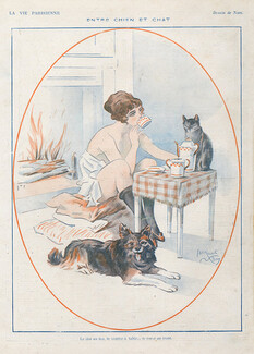 Entre chien et chat, 1913 - Jacques Nam Cat, Dog