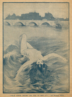 Maurice Pépin 1920 "Vais-je sortir encore de mon lit ?" La Seine, nude