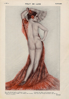 Edouard Chimot 1930 "Fruit de Luxe" Nude, Shawl, Fan, Spanish