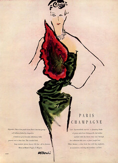 Schiaparelli 1949 Waterlily Dress, René Bouché (version Paris Champagne)