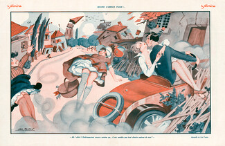 Léo Fontan 1928 "...Tout chavire autour de moi !", Lovers in Automobile