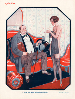 Georges Pavis 1928 Nude, Lingerie, Nightgown, Stockings