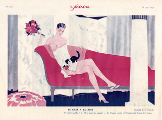 Chazelle 1928 "Le Chat a la Rose" Lingerie Art Deco
