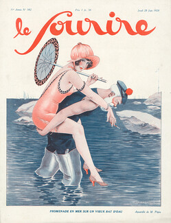 Maurice Pépin 1928 "Promenade en mer..." Bathing beauty & Sailor