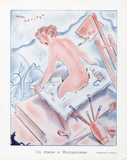 Sacha Zaliouk 1936 "Un drame à Montparnasse", Art Model Drama