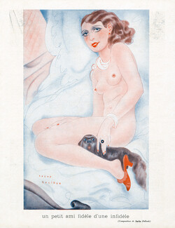 Sacha Zaliouk 1936 "Un petit ami fidèle d'une infidèle", Nude with Tiny Dog