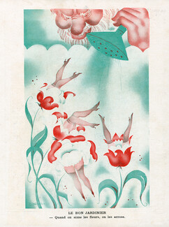 E. Klem 1936 "Le bon jardinier", Flowers, Stockings