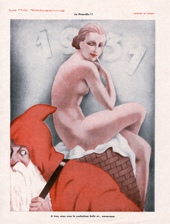 Fabius Lorenzi 1930 Santa, Christmas, Sexy Nude