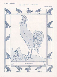 Markous 1910 "Le Cauchemar" the Nightmare Cockerel Owl Eagle