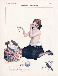 Georges Léonnec 1918 Topless Hairdresser "La Fauvette" Warbler
