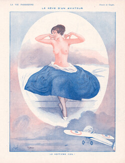 Guydo 1916 "Le Rêve d'un Aviateur" Airman Dream Sexy Girl Topless
